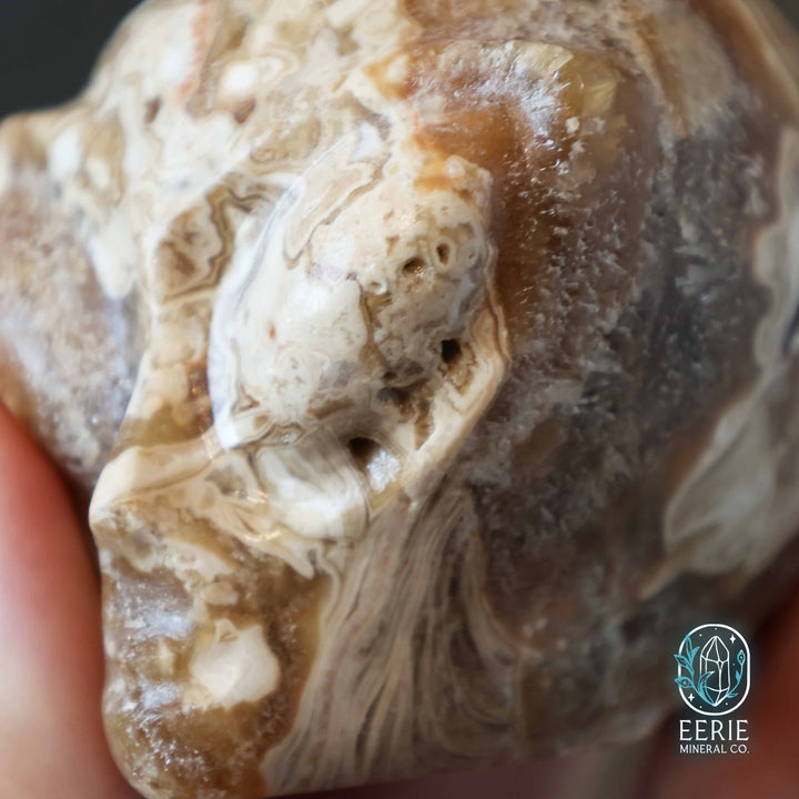 Druzy Amber Calcite Alien Skull - UV Reactive
