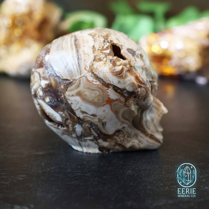 UV Reactive Druzy Amber Calcite Alien Skull