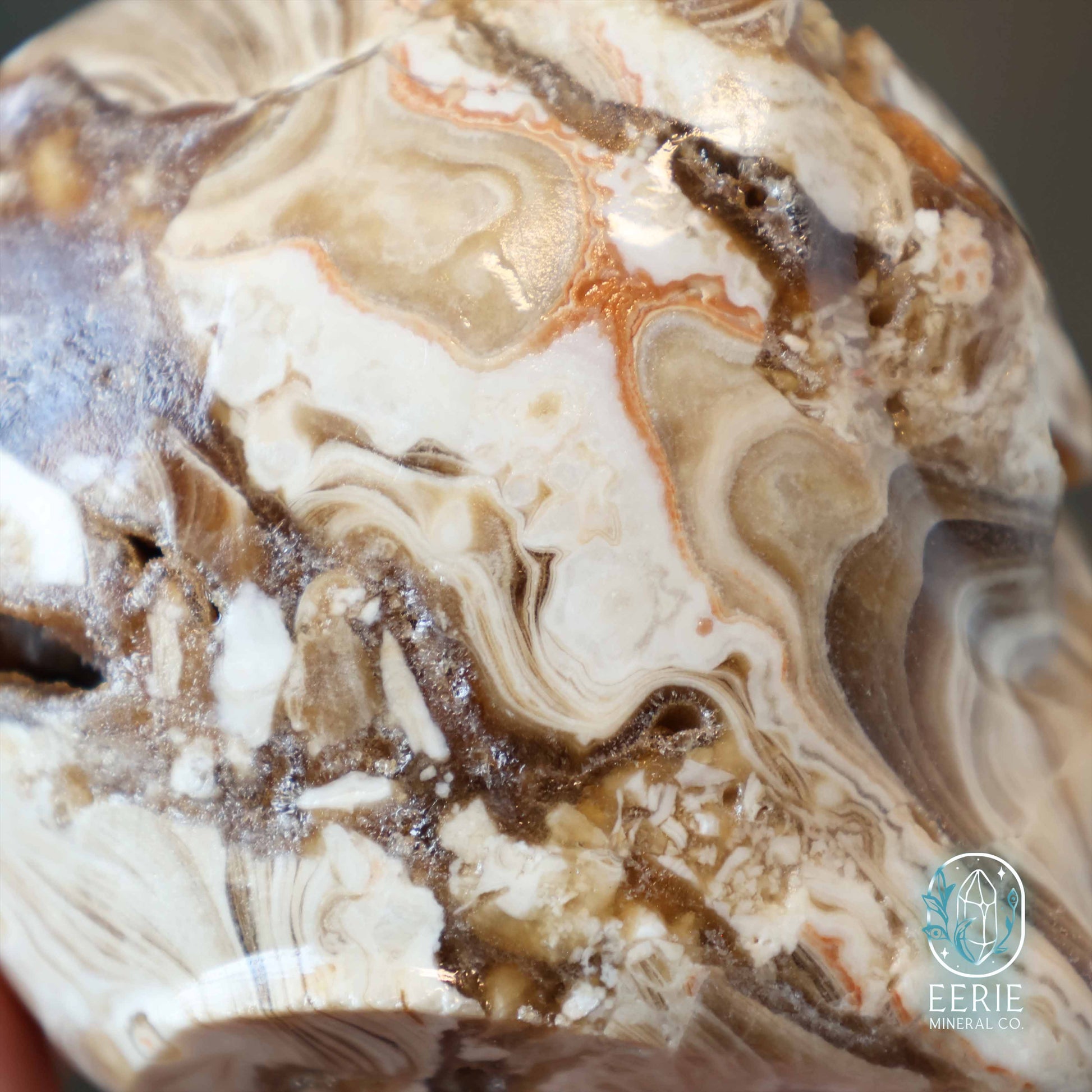 UV Reactive Druzy Amber Calcite Alien Skull