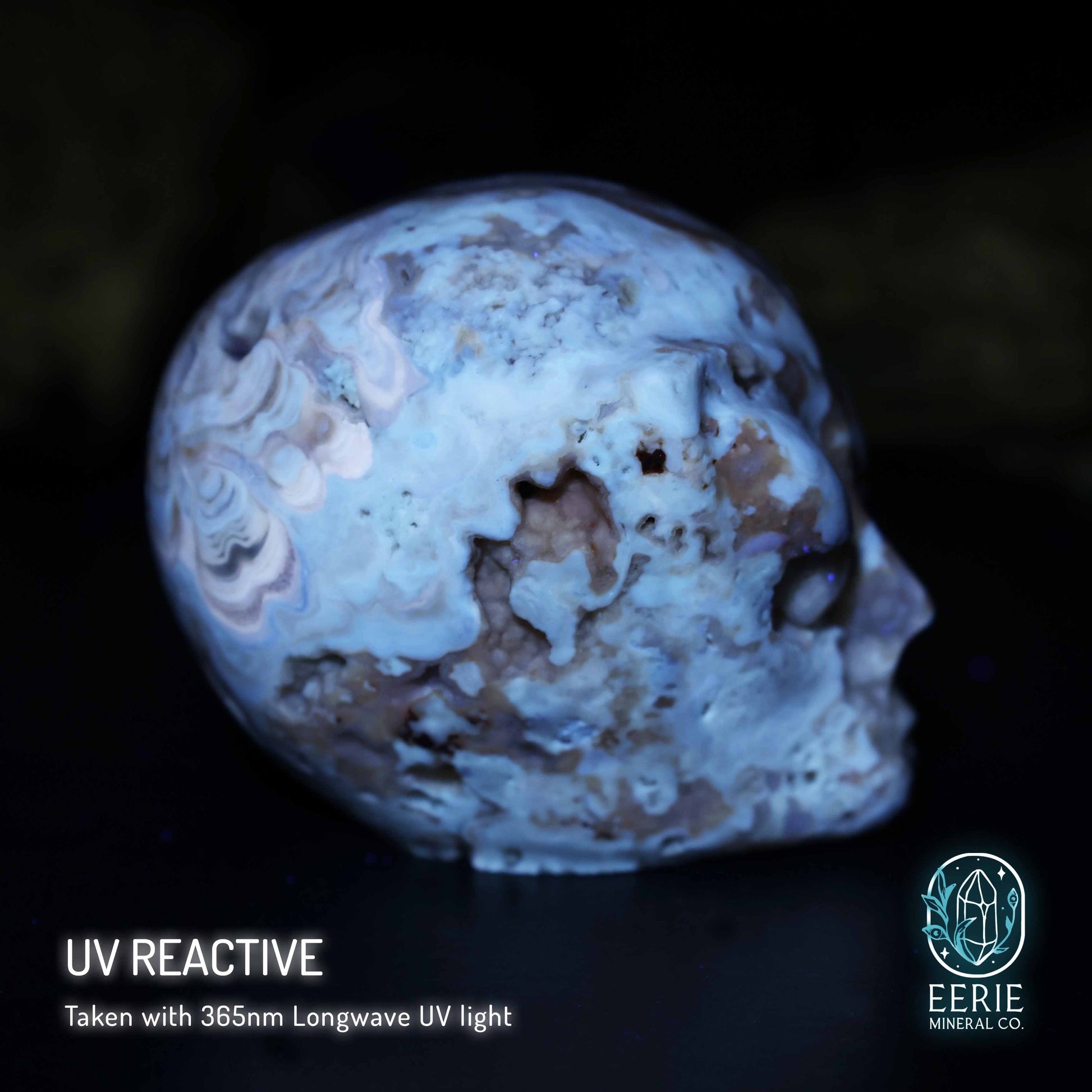 UV Reactive Amber Calcite Alien Head