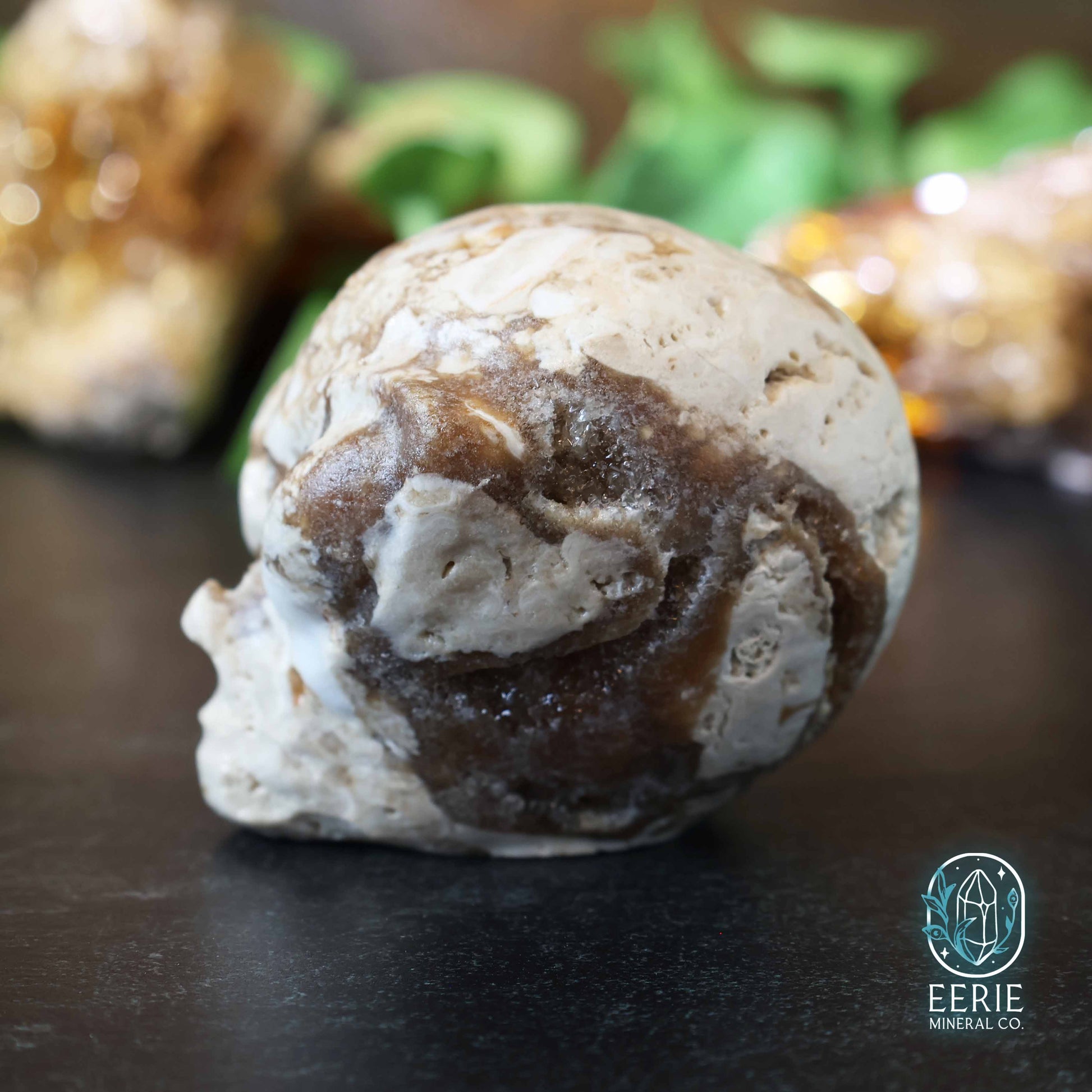 UV Reactive Druzy Amber Calcite Alien Head