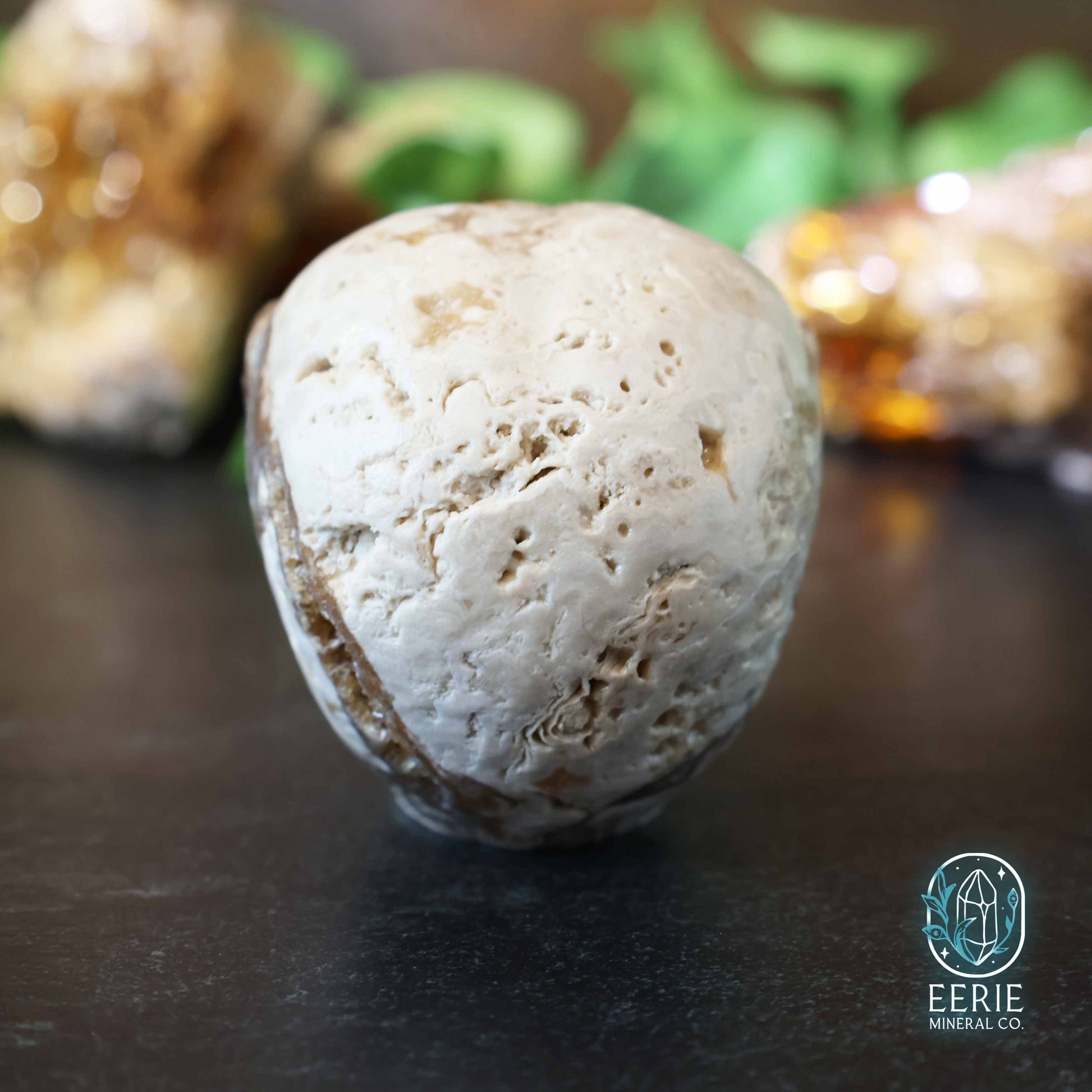 UV Reactive Druzy Amber Calcite Alien Head