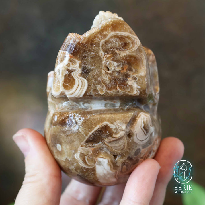 UV Reactive Druzy Amber Calcite Skull