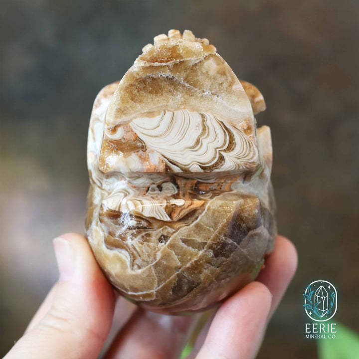 UV Reactive Druzy Amber Calcite Skull