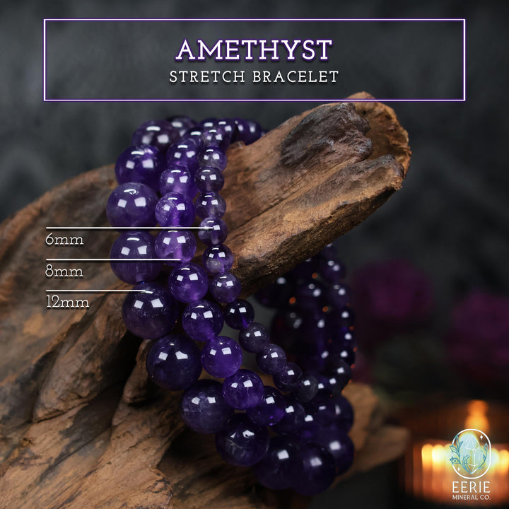 Amethyst Crystal Beaded Boho Stretch Bracelet