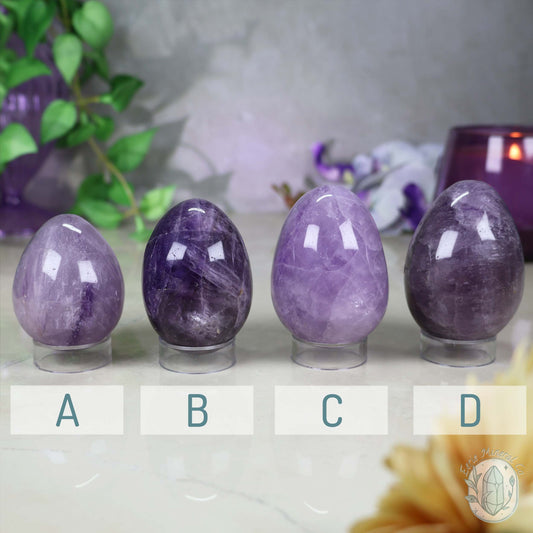 Polished Amethyst Crystal Egg Carvings