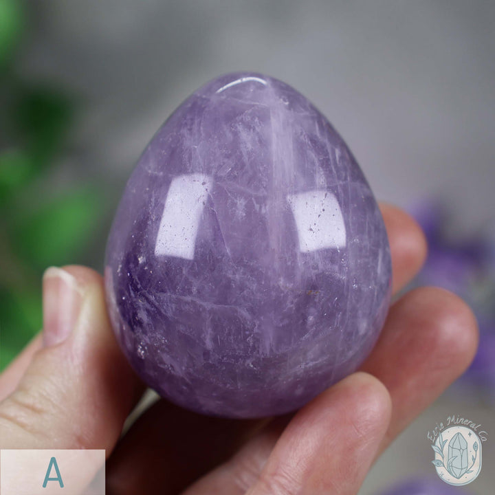 Polished Amethyst Crystal Egg Carvings