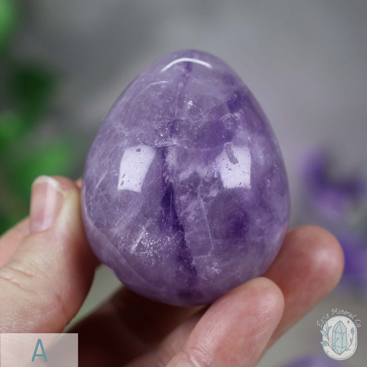 Polished Amethyst Crystal Egg Carvings