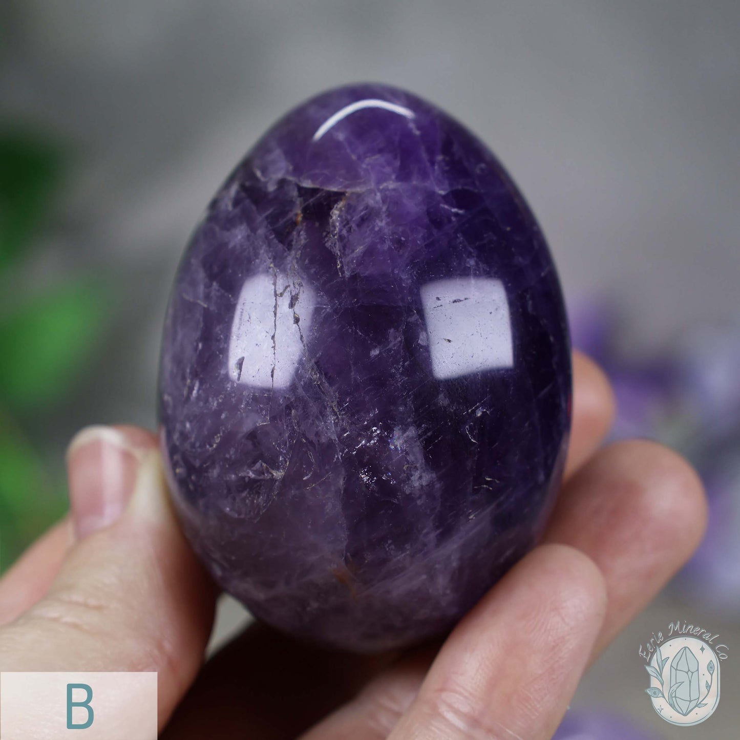 Polished Amethyst Crystal Egg Carvings
