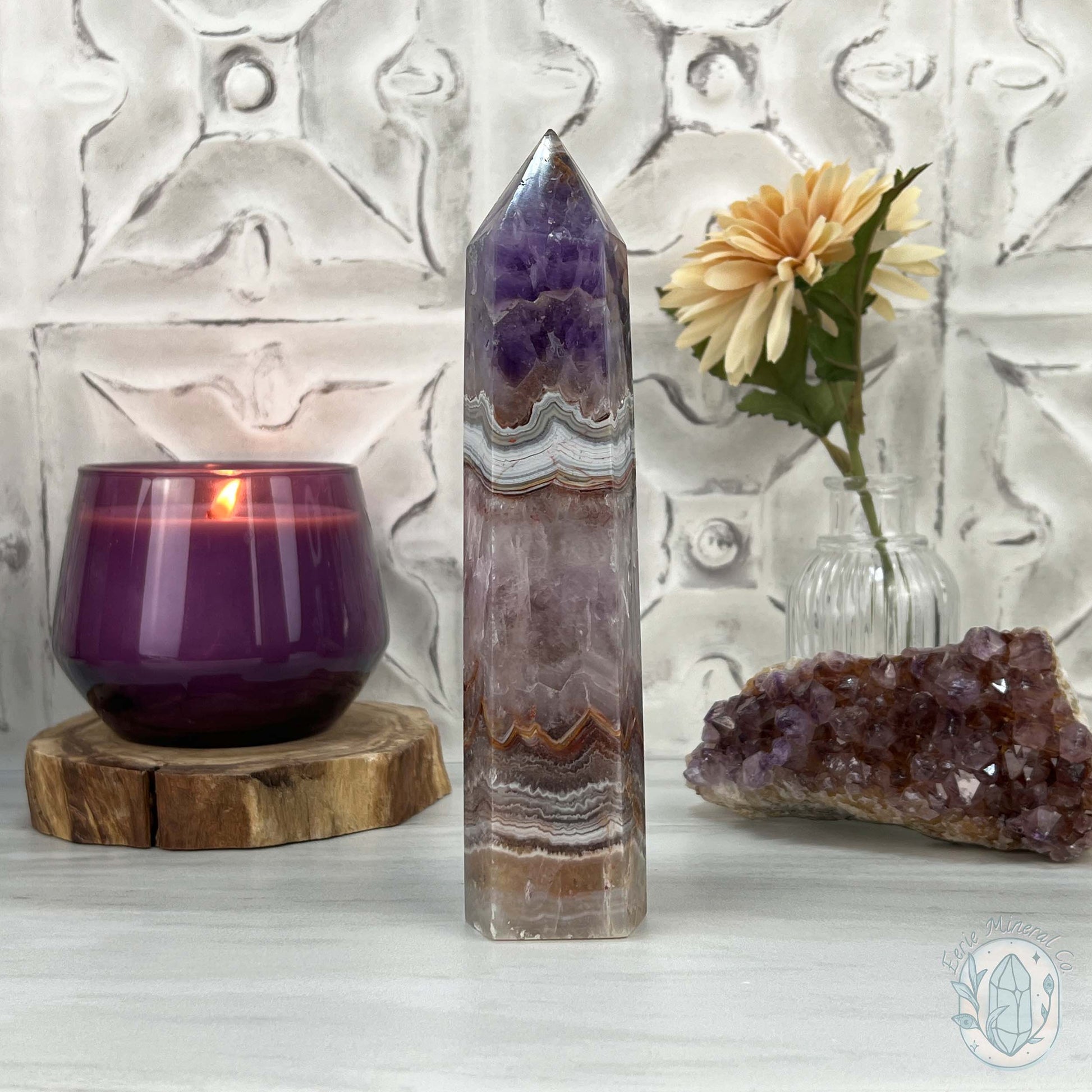 Amethyst with Crazy Lace Agate Tower
