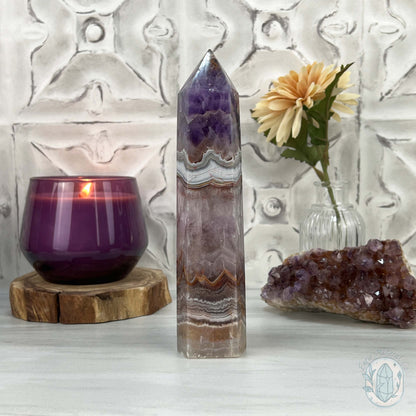 Amethyst with Crazy Lace Agate Tower