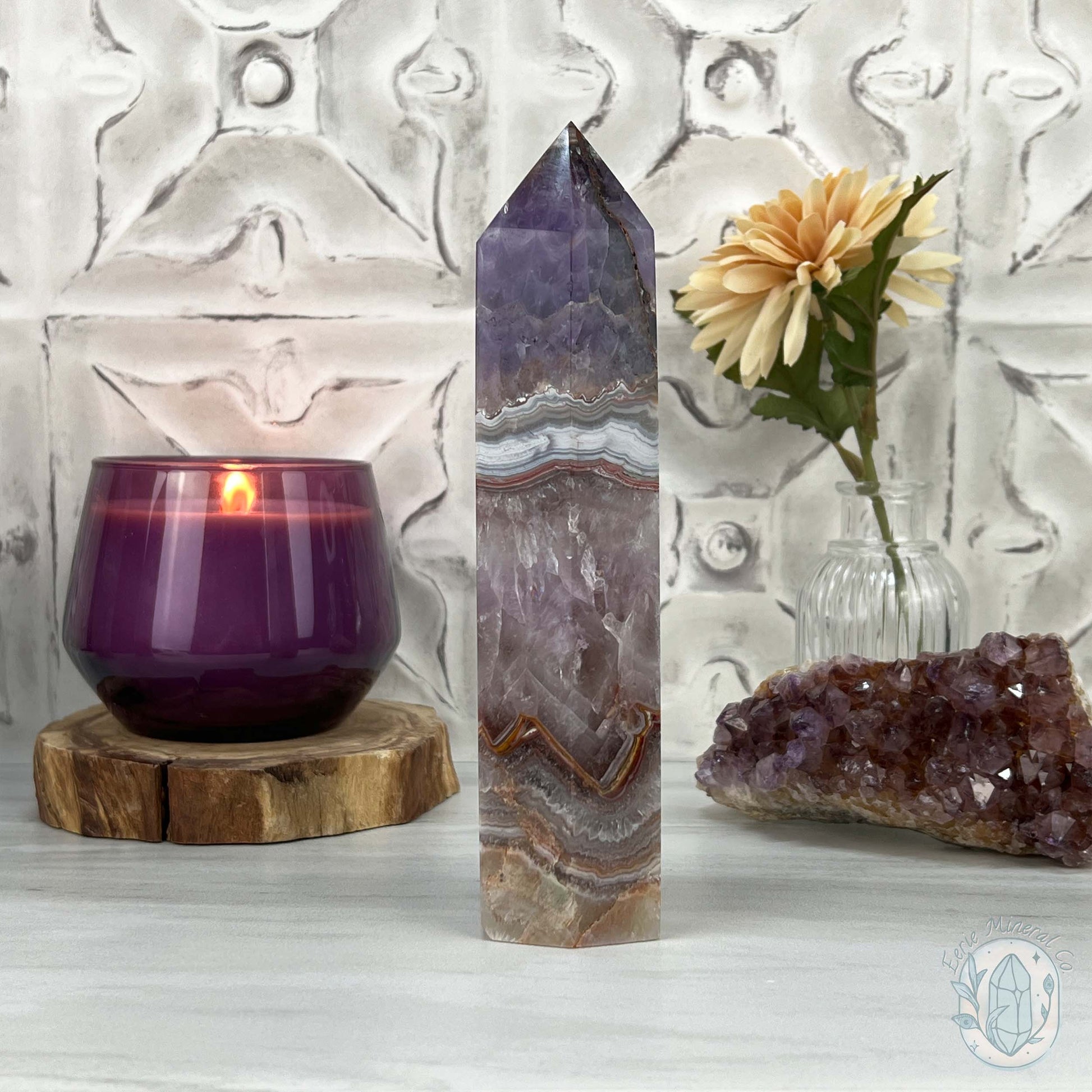 Amethyst with Crazy Lace Agate Tower