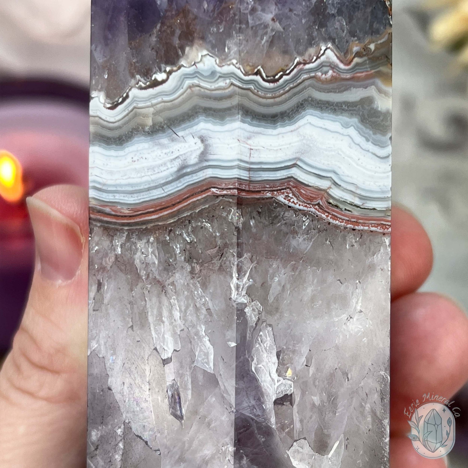 Amethyst with Crazy Lace Agate Tower