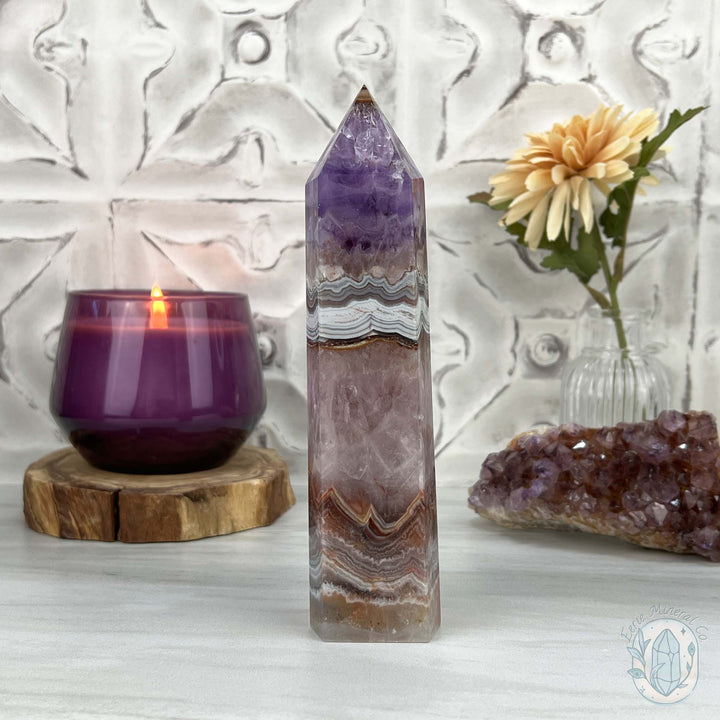 Amethyst with Crazy Lace Agate Tower