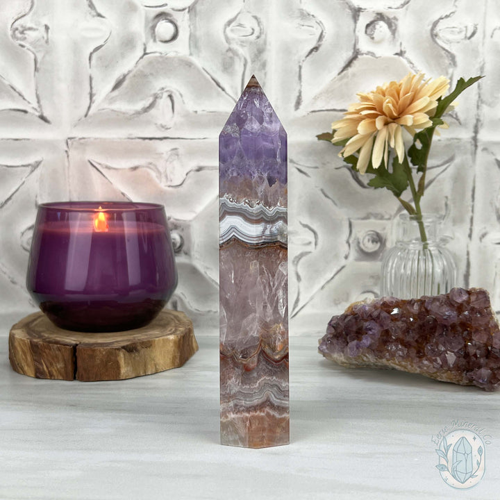 Amethyst with Crazy Lace Agate Tower