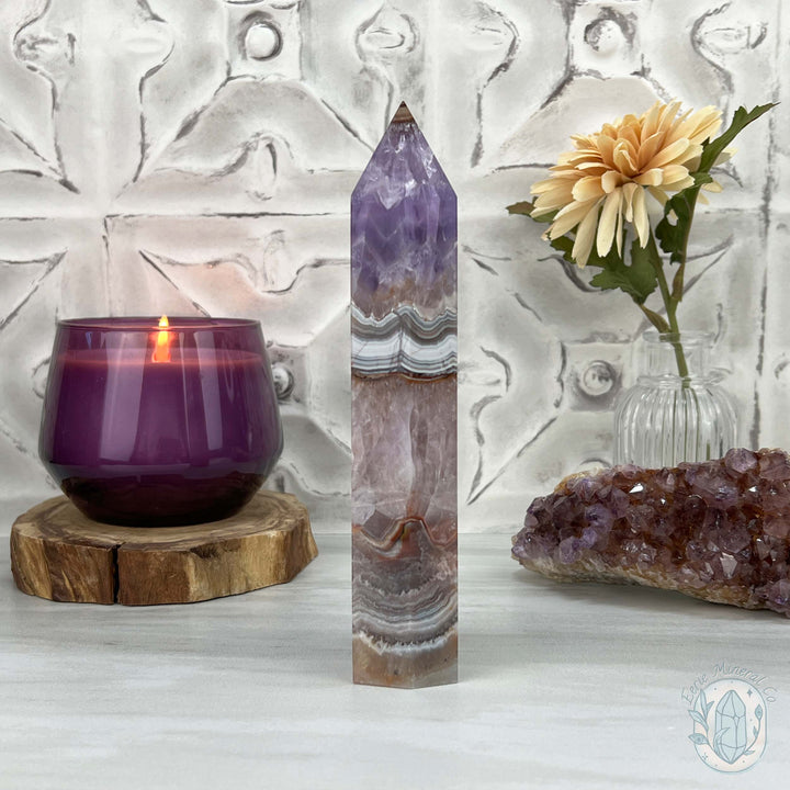 Amethyst with Crazy Lace Agate Tower