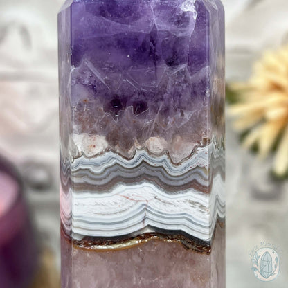 Amethyst with Crazy Lace Agate Tower