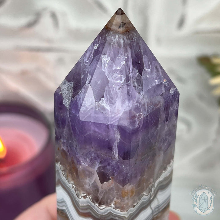 Amethyst with Crazy Lace Agate Tower