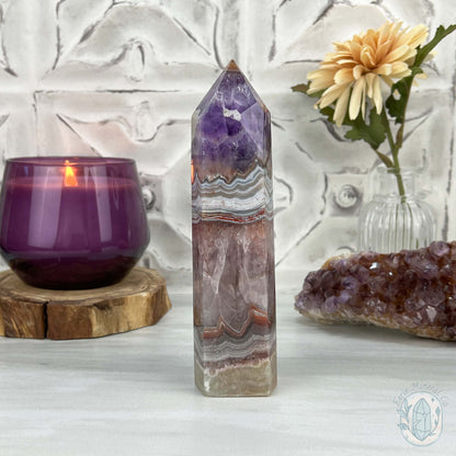 NEW MATERIAL - Amethyst with Crazy Lace Agate Tower