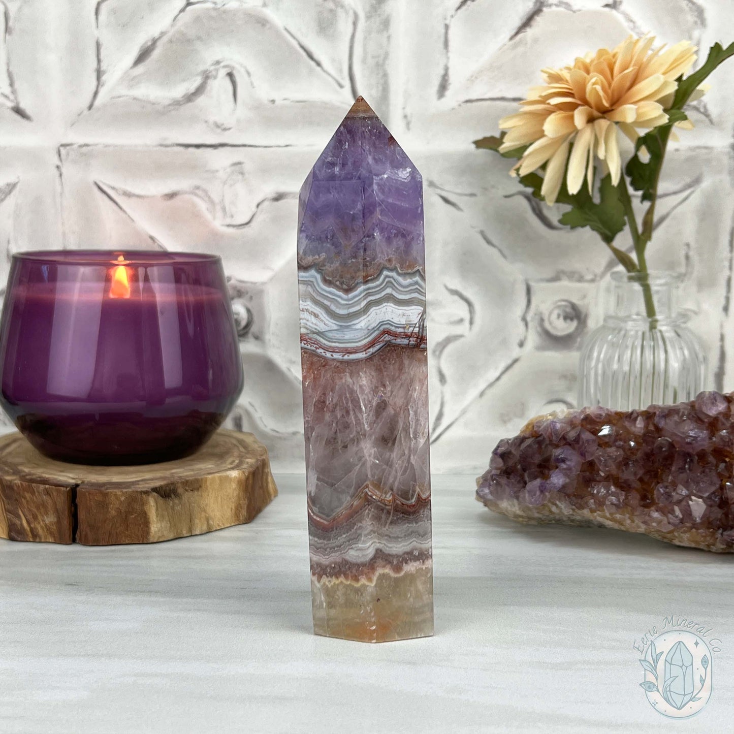 NEW MATERIAL - Amethyst with Crazy Lace Agate Tower