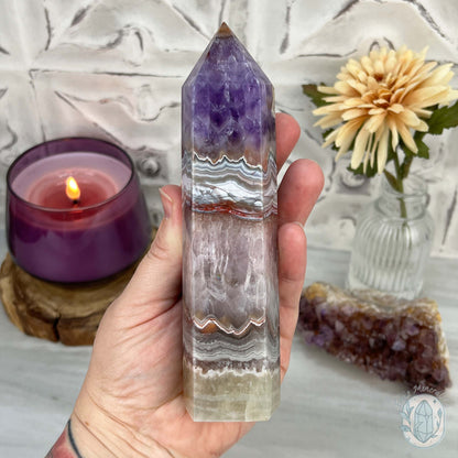 NEW MATERIAL - Amethyst with Crazy Lace Agate Tower
