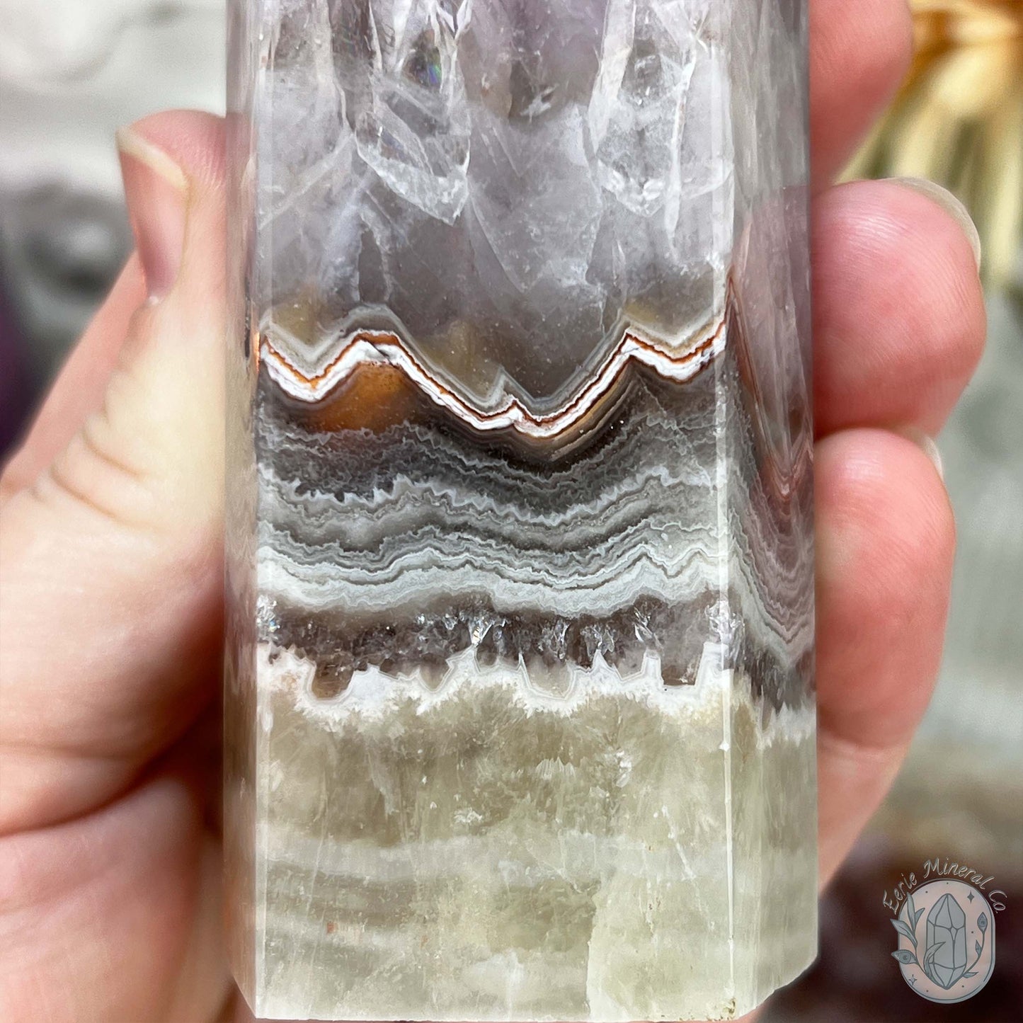 NEW MATERIAL - Amethyst with Crazy Lace Agate Tower