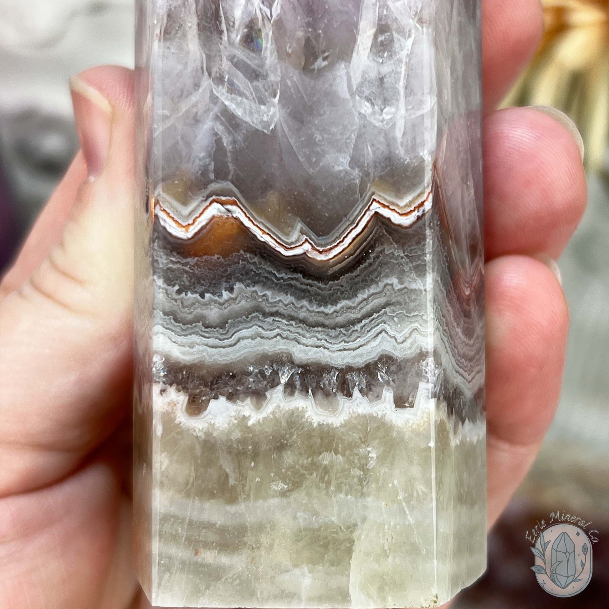 NEW MATERIAL - Amethyst with Crazy Lace Agate Tower