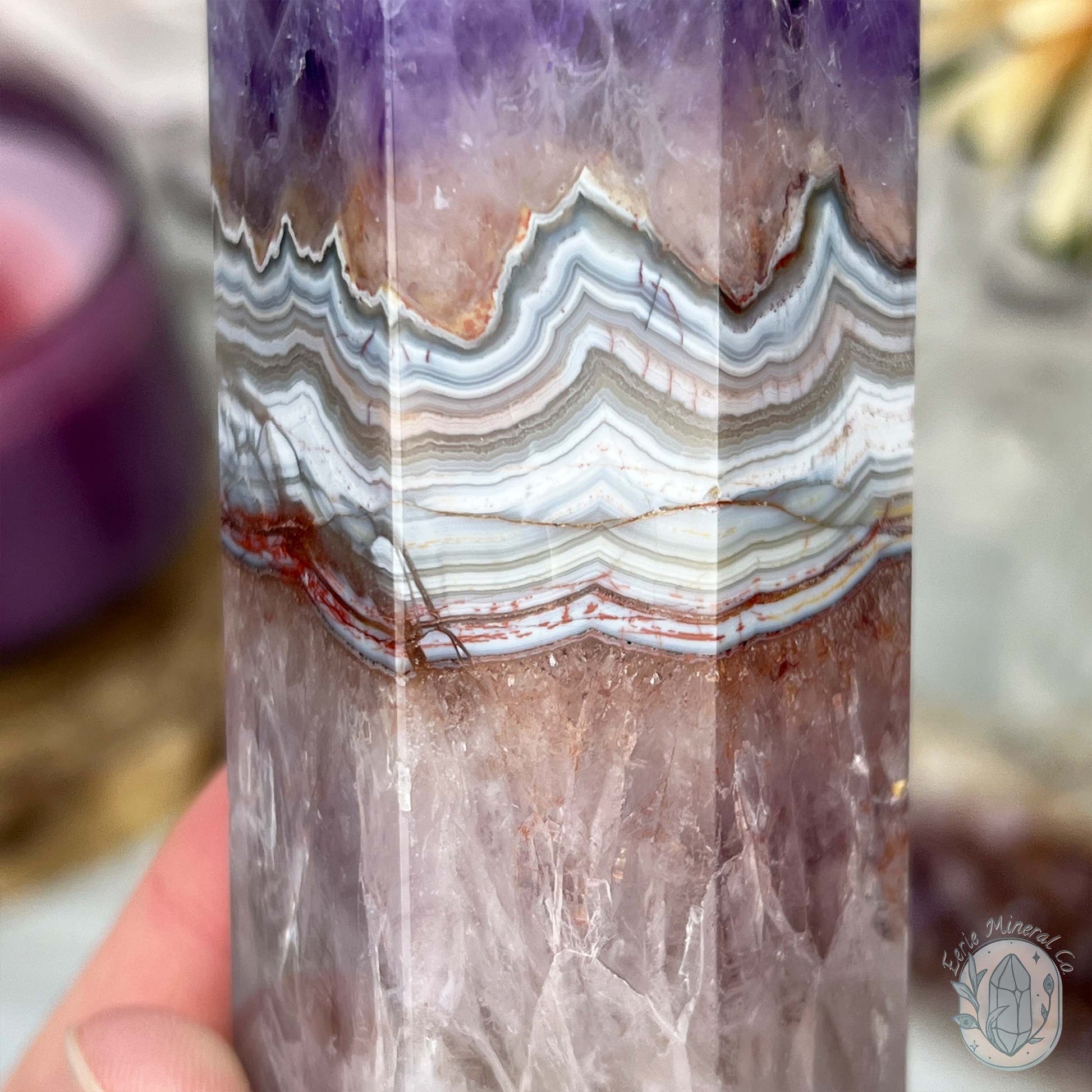 NEW MATERIAL - Amethyst with Crazy Lace Agate Tower