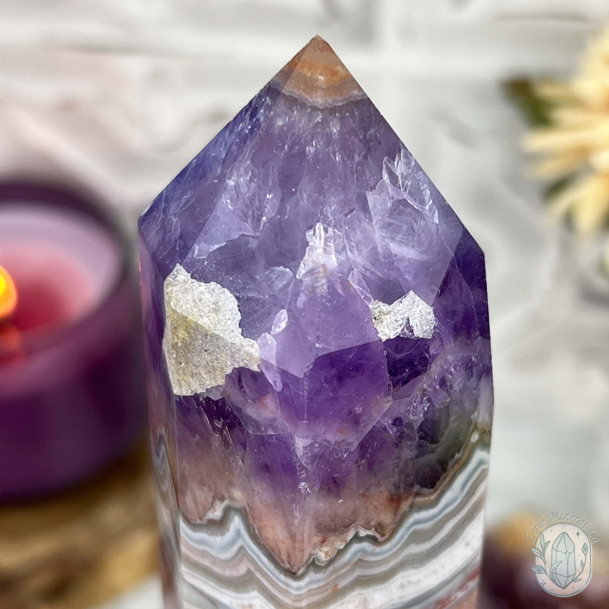NEW MATERIAL - Amethyst with Crazy Lace Agate Tower
