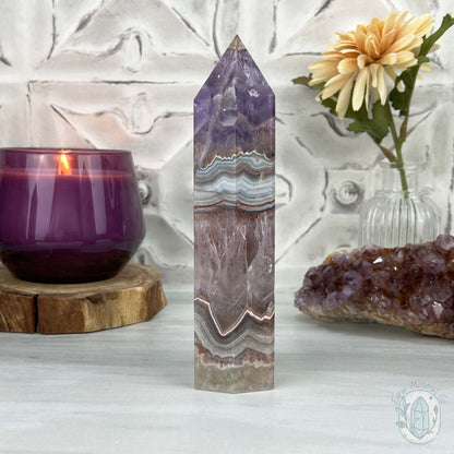 NEW MATERIAL - Amethyst with Crazy Lace Agate Tower