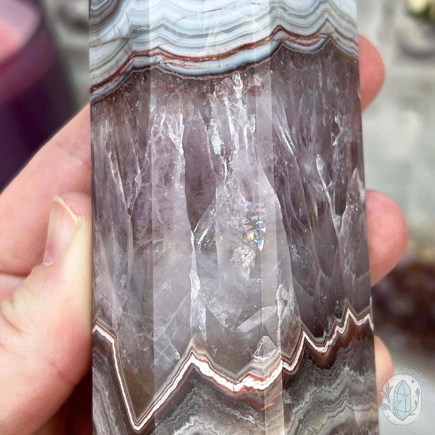 NEW MATERIAL - Amethyst with Crazy Lace Agate Tower