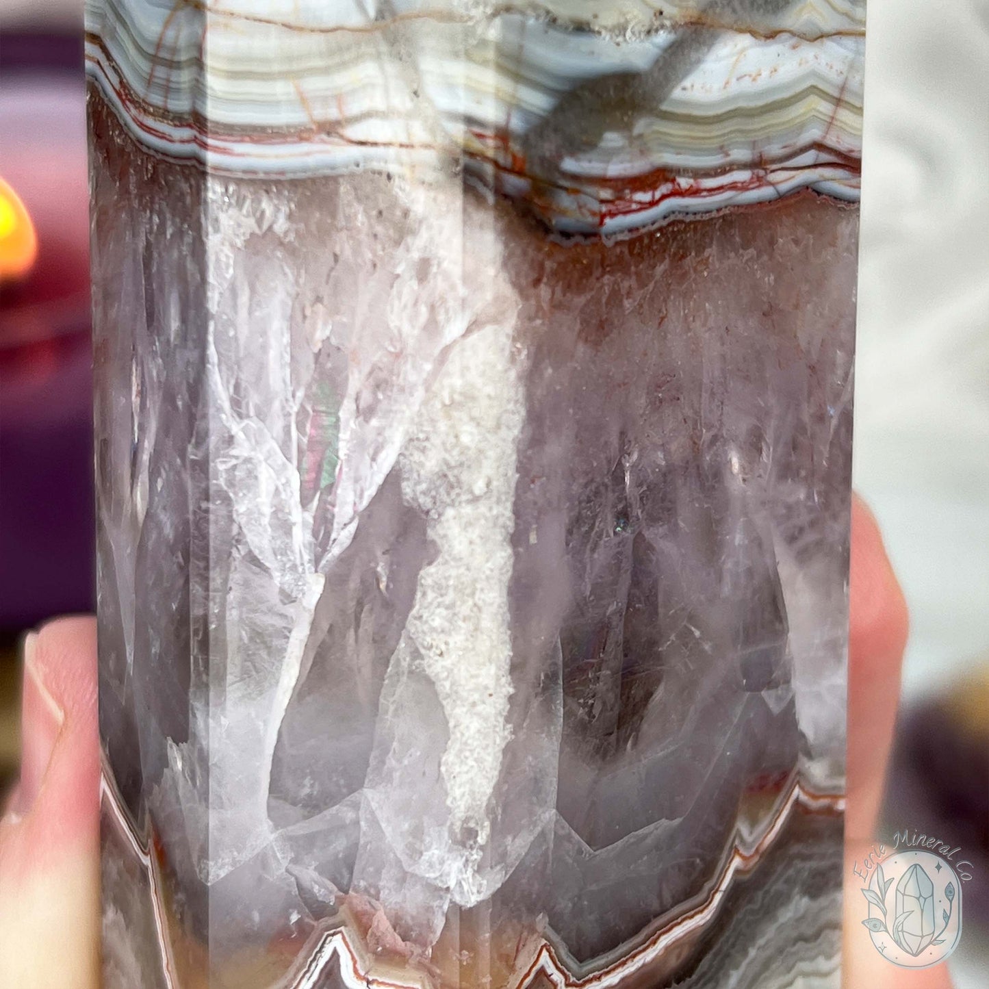 NEW MATERIAL - Amethyst with Crazy Lace Agate Tower