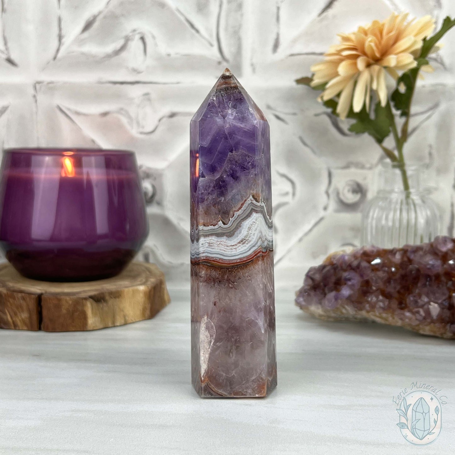 Amethyst with Crazy Lace Agate Tower