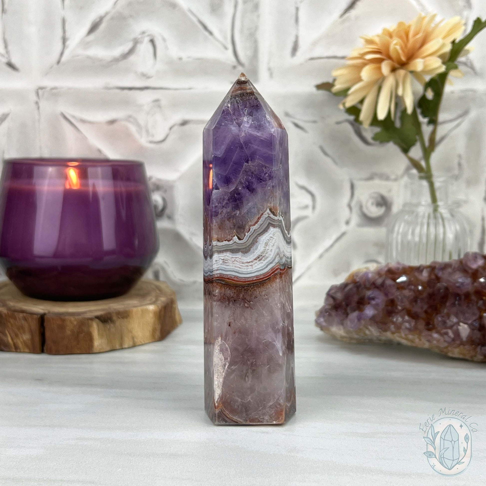 Amethyst with Crazy Lace Agate Tower