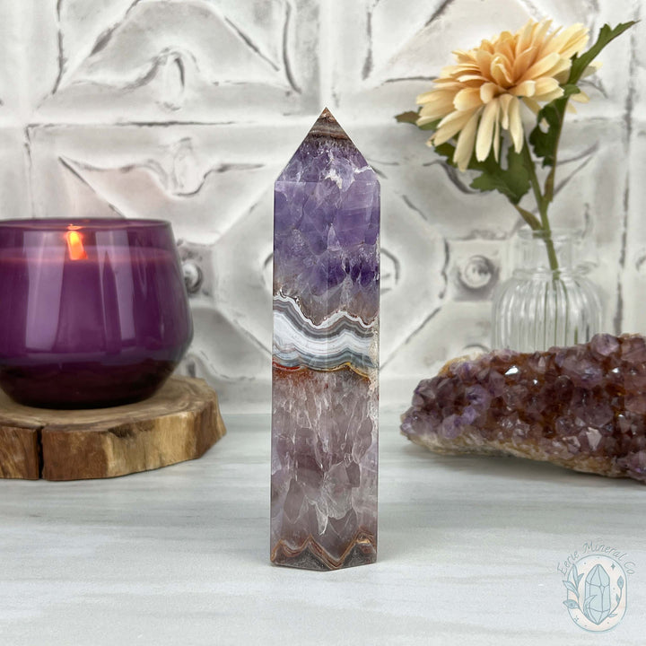 Amethyst with Crazy Lace Agate Tower