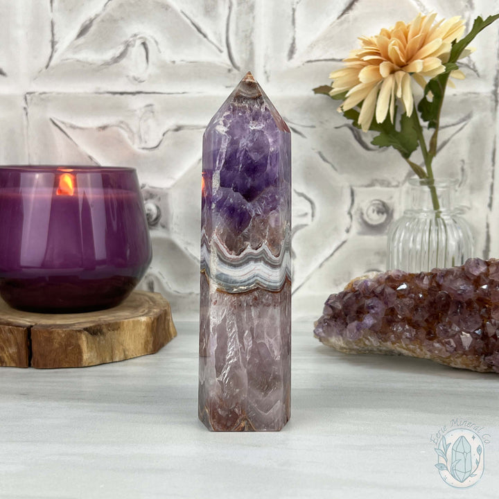 Amethyst with Crazy Lace Agate Tower