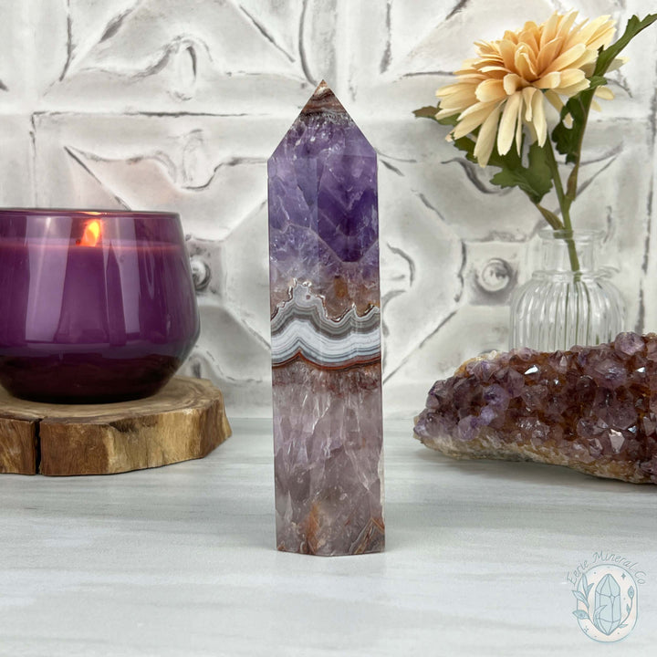 Amethyst with Crazy Lace Agate Tower