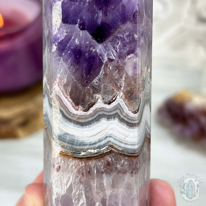 Amethyst with Crazy Lace Agate Tower