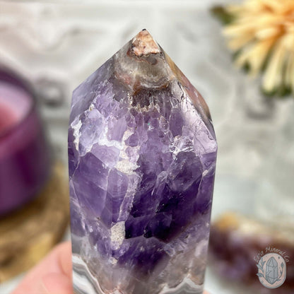 NEW MATERIAL - Amethyst with Crazy Lace Agate Tower