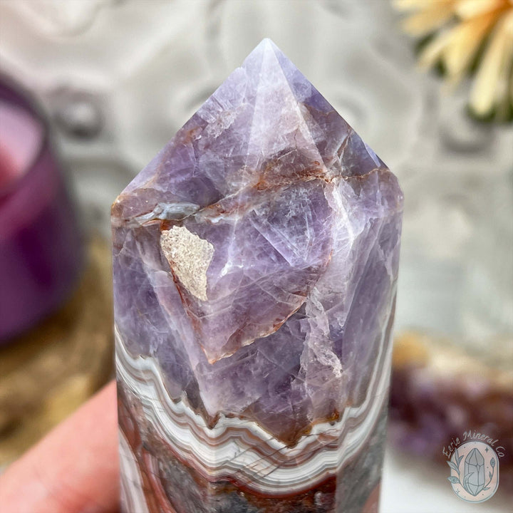 NEW MATERIAL - Amethyst with Crazy Lace Agate Tower