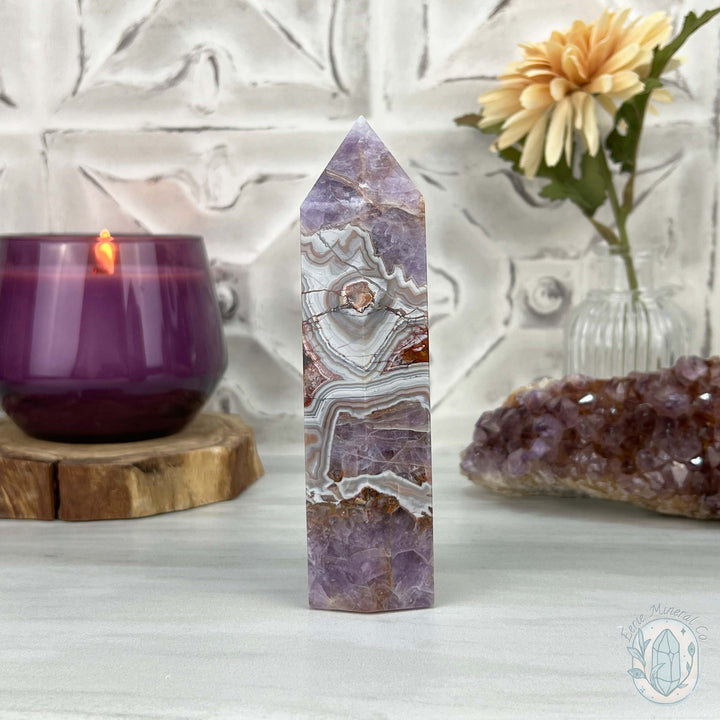 NEW MATERIAL - Amethyst with Crazy Lace Agate Tower