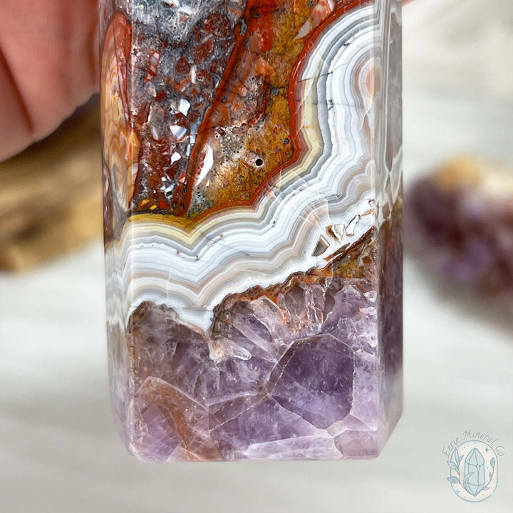 NEW MATERIAL - Amethyst with Crazy Lace Agate Tower