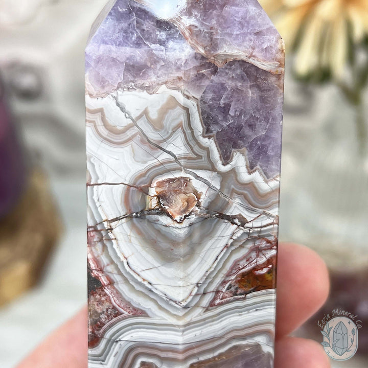 NEW MATERIAL - Amethyst with Crazy Lace Agate Tower