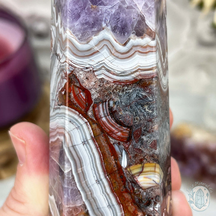 NEW MATERIAL - Amethyst with Crazy Lace Agate Tower