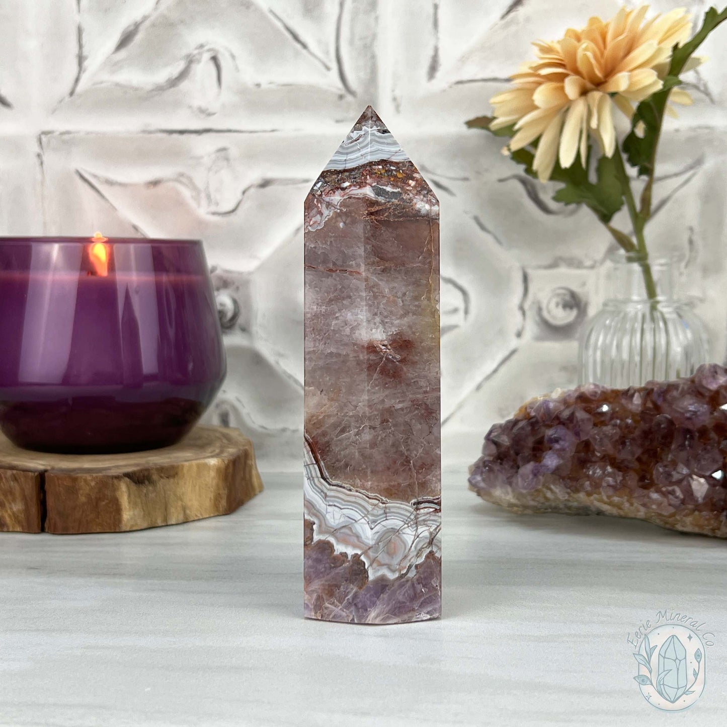 Amethyst with Crazy Lace Agate Tower
