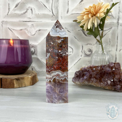 Amethyst with Crazy Lace Agate Tower