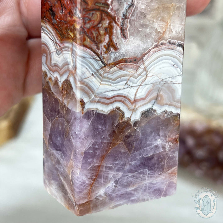 Amethyst with Crazy Lace Agate Tower