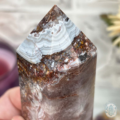Amethyst with Crazy Lace Agate Tower