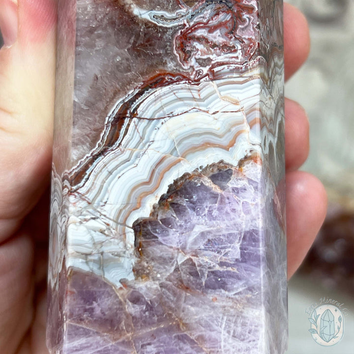 Amethyst with Crazy Lace Agate Tower