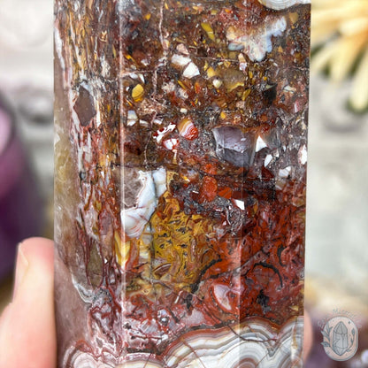 Amethyst with Crazy Lace Agate Tower